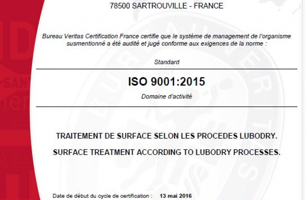 ISO 9001 : 2015 Certification granted to LUBODRY Productions !
