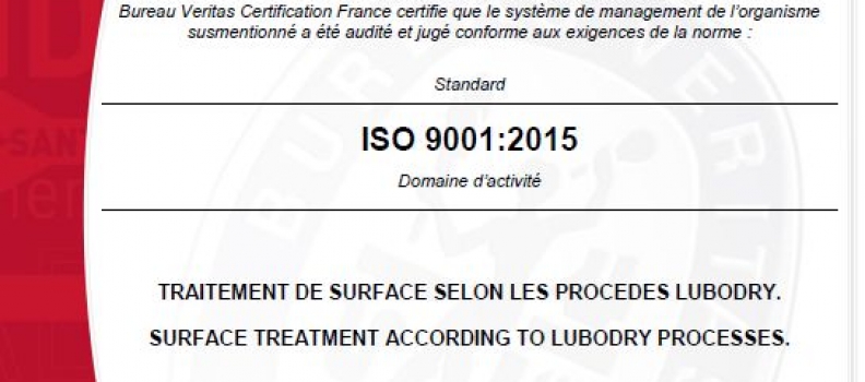 Certification ISO 9001 : 2015 attribuée à LUBODRY Productions !