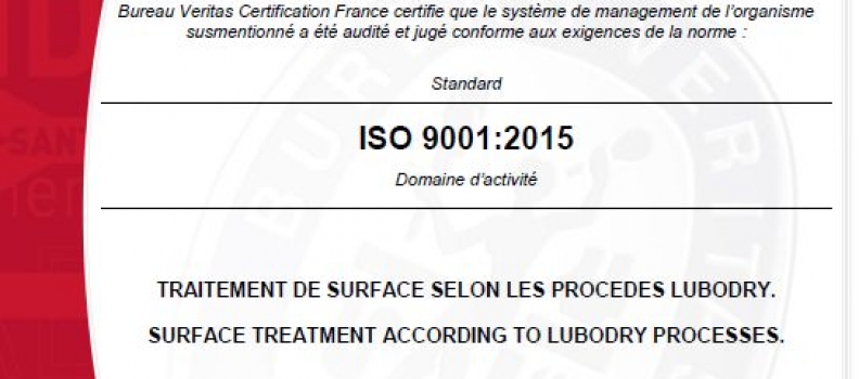 Certification ISO 9001 : 2015 attribuée à LUBODRY Productions !